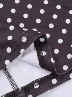 Robe courte à pois pour femme - Marron chocolat vintage col en V manches longues moulante - Idéale pour les fêtes de printemps 2026
