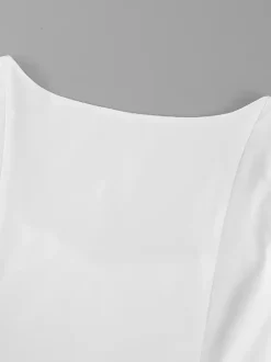 Robe courte en coton respirant pour femme - Style cottagecore blanc - Manches bouffantes col carré froncé - Idéale pour une garden-party ou une soirée romantique en été (2026)