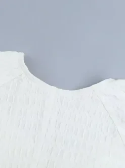 Robe courte texturée pour femme - Blanc crème coupe coquette poignets à volants - Idéale pour une soirée d'été à la plage (2026)