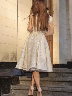 Robe de bal robe de soirée col V au genou
