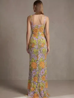 Robe de bal robe de soirée col carré dentelle longueur au sol fleurs robe de cocktail