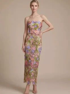 Robe de bal robe de soirée robe de cocktail robe bustier en tulle robe longue à fleurs pour concours de beauté