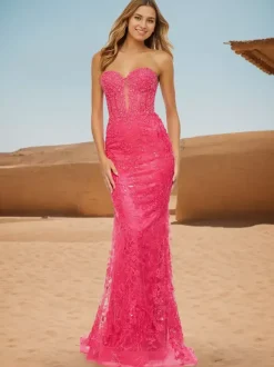 Robe de bal sirène col en c艙ur dentelle balayage dentelle robes de dîner formelles