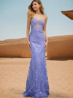 Robe de bal sirène col en c艙ur dentelle balayage dentelle robes de dîner formelles