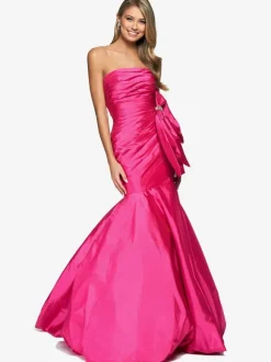 Robe de bal sirène sans bretelles en taffetas longueur au sol plissée robes de soirée formelles