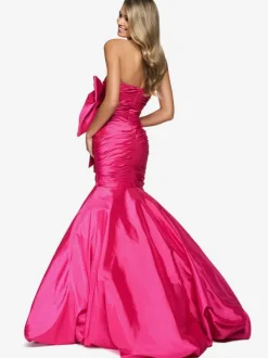Robe de bal sirène sans bretelles en taffetas longueur au sol plissée robes de soirée formelles
