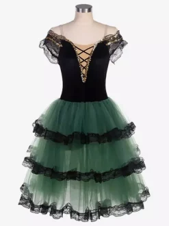 Robe de ballerine blanche à lacets et épaules dénudées pour petite fille en polyester tenue de spectacle