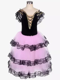 Robe de ballerine blanche à lacets et épaules dénudées pour petite fille en polyester tenue de spectacle