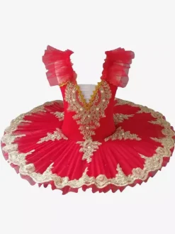 Robe de Ballet bleu ciel clair fille enfant costume ballerine à volants perles en dentelle manches courtes