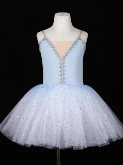 Robe de Ballet bleu profond fille adulte ballerine paillettes dentelle Polyester costume ensemble danse