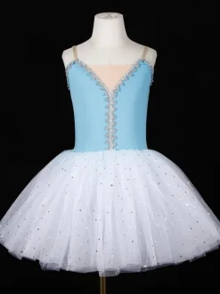 Robe de Ballet bleu profond fille adulte ballerine paillettes dentelle Polyester costume ensemble danse