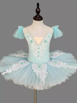 Robe de ballet pour filles lavande en tulle superposé brodé en polyester