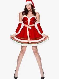 Robe de Cosplay rouge pour femmes vacances de noël fête de noël
