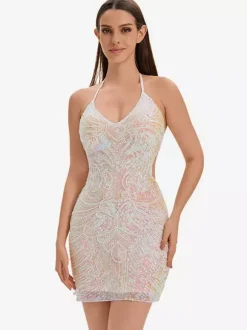 Robe De Danse Latine Des Années 1970 Ensemble Dos Nu À Paillettes Franges Sexy
