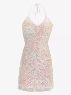 Robe De Danse Latine Des Années 1970 Ensemble Dos Nu À Paillettes Franges Sexy