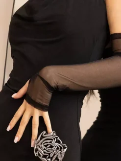 Robe de danse latine noire à volants pour femme dos nu sculptant costume de danse latine