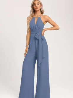 Robe de demoiselle d'honneur combinaison longueur au sol fermeture éclair en mousseline robe de soirée de mariage