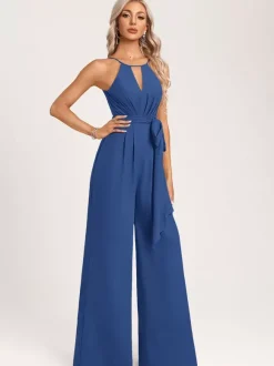 Robe de demoiselle d'honneur combinaison longueur au sol fermeture éclair en mousseline robe de soirée de mariage