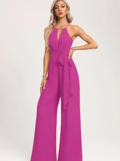 Robe de demoiselle d'honneur combinaison longueur au sol fermeture éclair en mousseline robe de soirée de mariage
