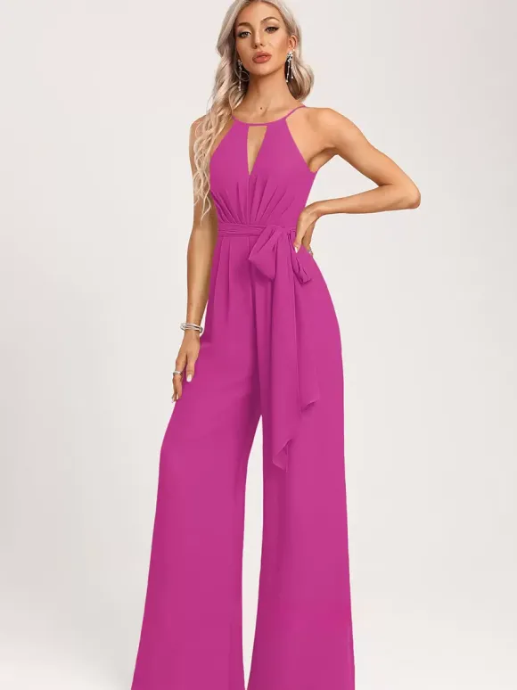 Robe de demoiselle d'honneur combinaison longueur au sol fermeture éclair en mousseline robe de soirée de mariage