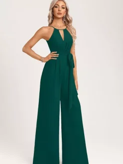 Robe de demoiselle d'honneur combinaison longueur au sol fermeture éclair en mousseline robe de soirée de mariage