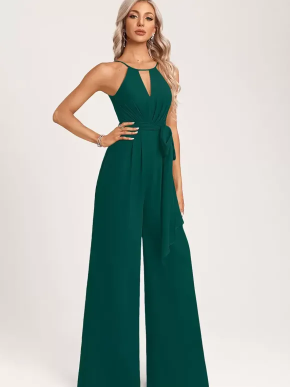 Robe de demoiselle d'honneur combinaison longueur au sol fermeture éclair en mousseline robe de soirée de mariage