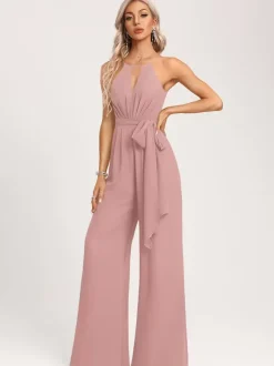 Robe de demoiselle d'honneur combinaison longueur au sol fermeture éclair en mousseline robe de soirée de mariage