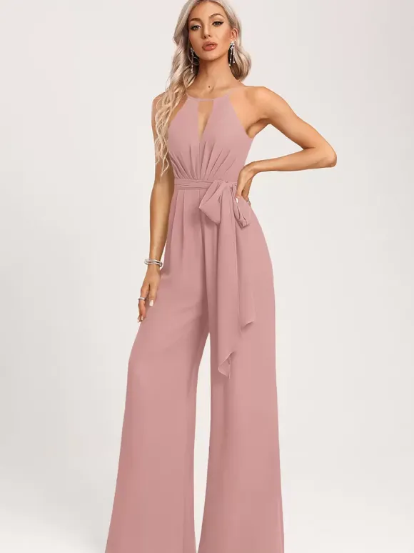 Robe de demoiselle d'honneur combinaison longueur au sol fermeture éclair en mousseline robe de soirée de mariage