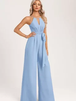 Robe de demoiselle d'honneur combinaison longueur au sol fermeture éclair en mousseline robe de soirée de mariage