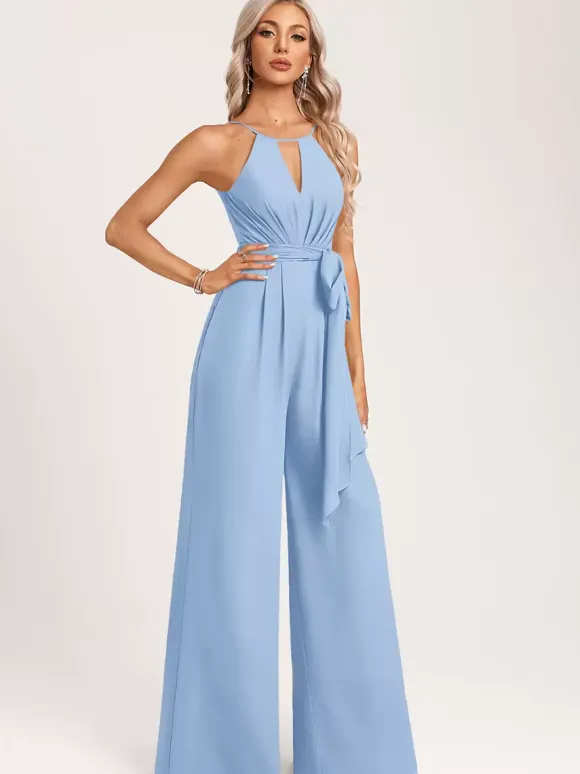 Robe de demoiselle d'honneur combinaison longueur au sol fermeture éclair en mousseline robe de soirée de mariage