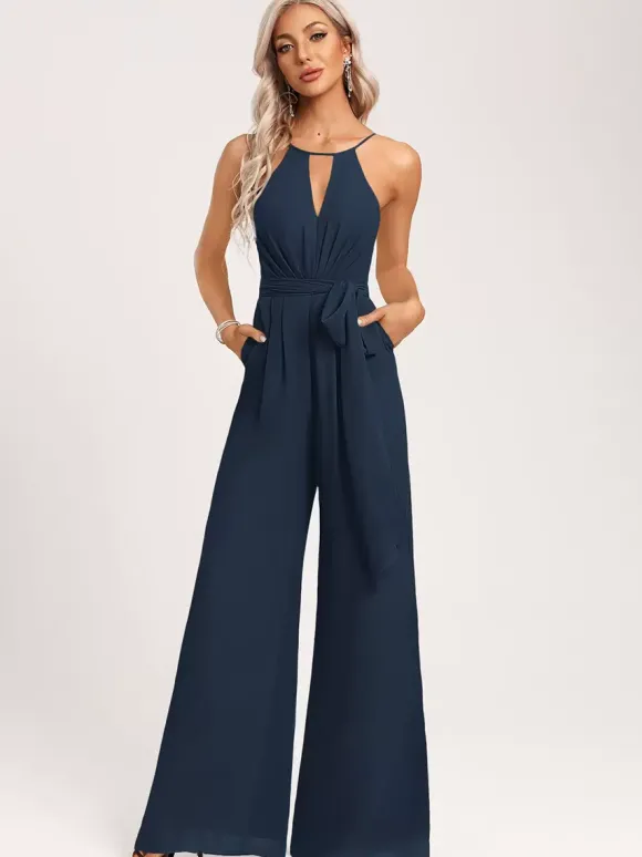 Robe de demoiselle d'honneur combinaison longueur au sol fermeture éclair en mousseline robe de soirée de mariage