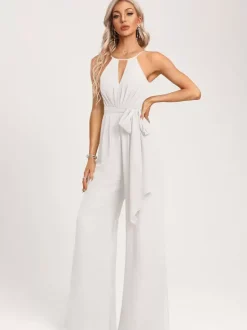 Robe de demoiselle d'honneur combinaison longueur au sol fermeture éclair en mousseline robe de soirée de mariage