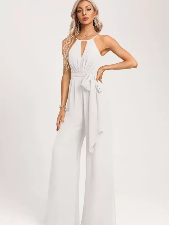 Robe de demoiselle d'honneur combinaison longueur au sol fermeture éclair en mousseline robe de soirée de mariage