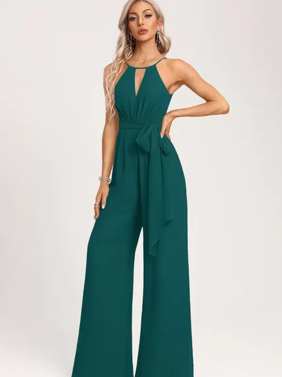 Robe de demoiselle d'honneur combinaison longueur au sol fermeture éclair en mousseline robe de soirée de mariage