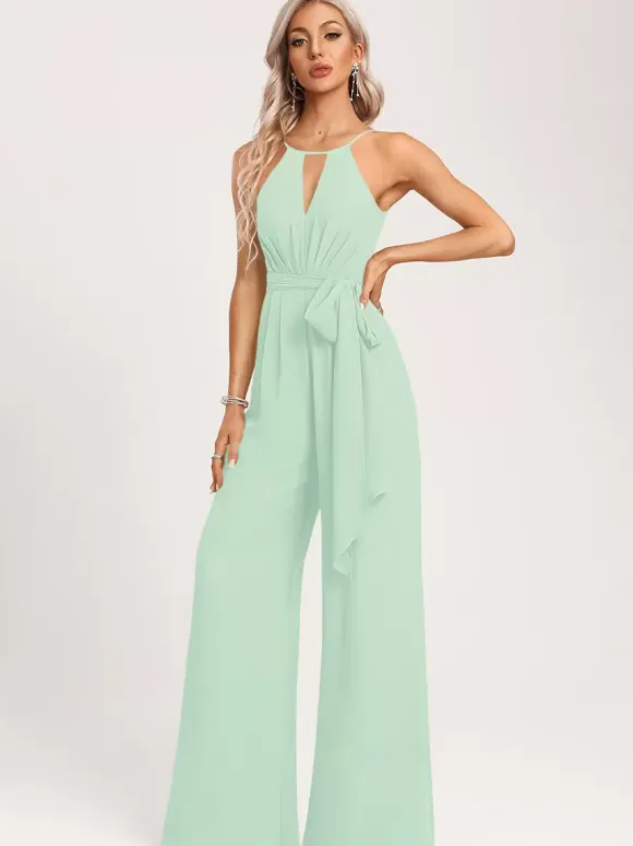 Robe de demoiselle d'honneur combinaison longueur au sol fermeture éclair en mousseline robe de soirée de mariage