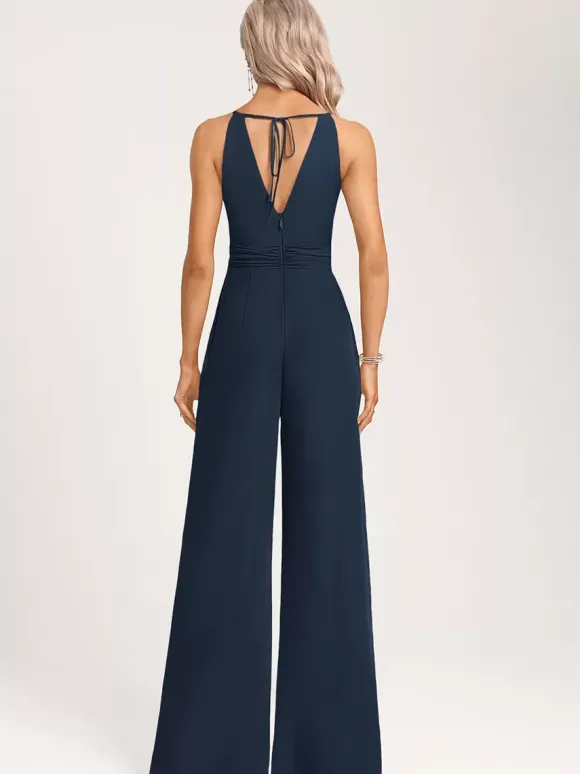 Robe de demoiselle d'honneur combinaison longueur au sol fermeture éclair en mousseline robe de soirée de mariage