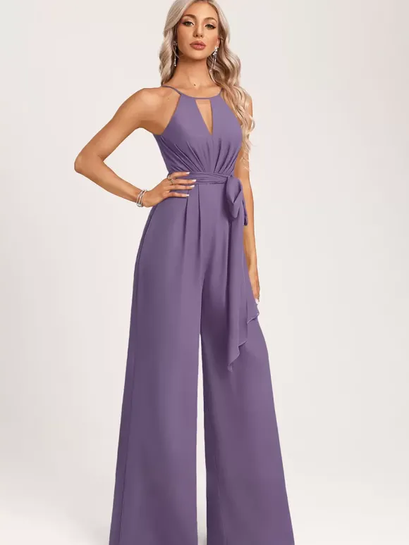 Robe de demoiselle d'honneur combinaison longueur au sol fermeture éclair en mousseline robe de soirée de mariage