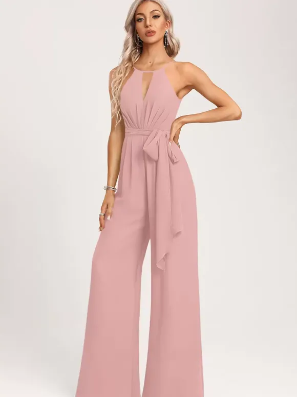 Robe de demoiselle d'honneur combinaison longueur au sol fermeture éclair en mousseline robe de soirée de mariage