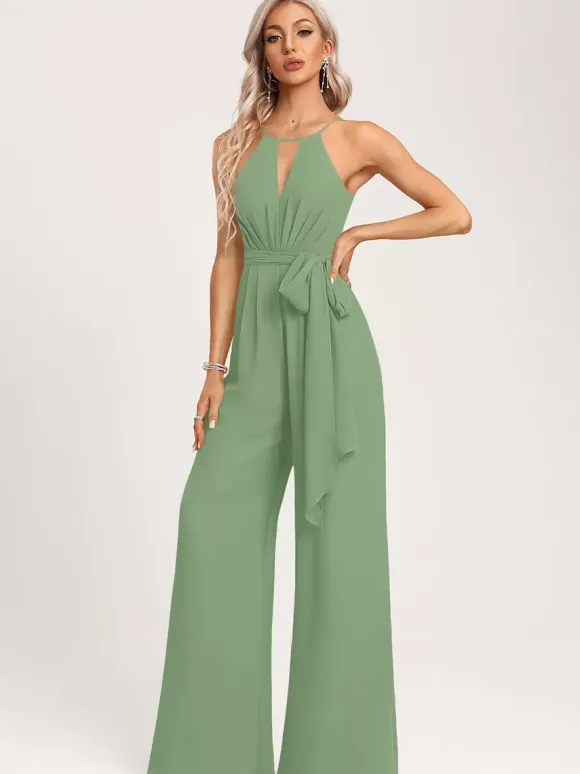 Robe de demoiselle d'honneur combinaison longueur au sol fermeture éclair en mousseline robe de soirée de mariage