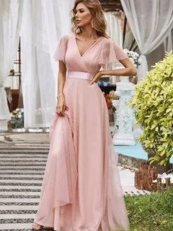 Robe de demoiselle d'honneur en tulle coupe trapèze longueur au sol robe de cortège nuptial