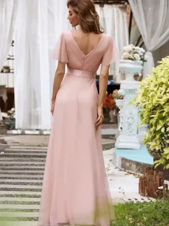 Robe de demoiselle d'honneur en tulle coupe trapèze longueur au sol robe de cortège nuptial