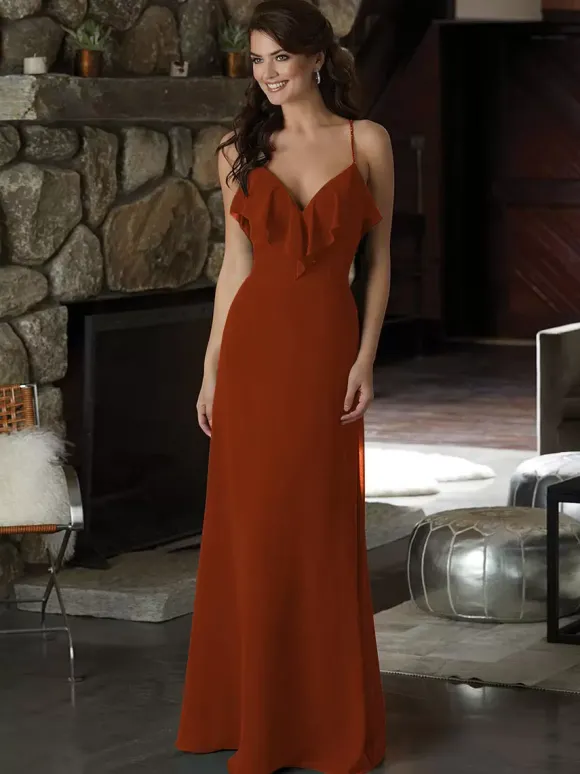 Robe de demoiselle d'honneur en mousseline de soie robe de bal trapèze longueur au sol
