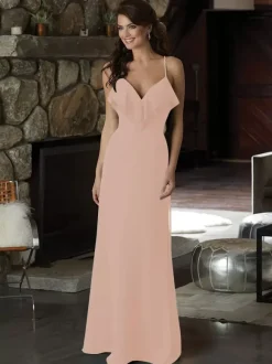 Robe de demoiselle d'honneur en mousseline de soie robe de bal trapèze longueur au sol