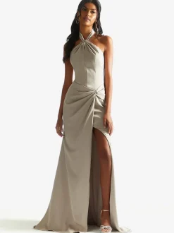 Robe de demoiselle d'honneur en tissu satiné gaine longueur au sol robe de soirée de mariage