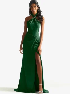 Robe de demoiselle d'honneur en tissu satiné gaine longueur au sol robe de soirée de mariage