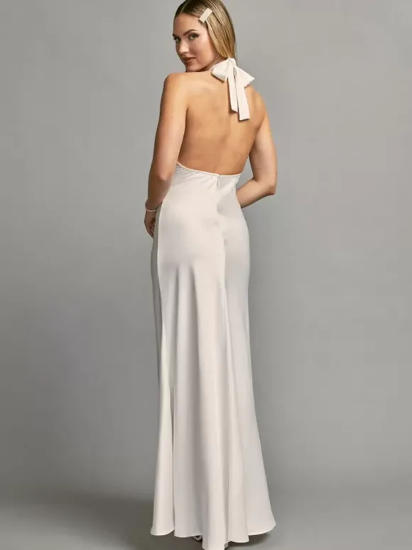 Robe de demoiselle d'honneur en soie élastique comme du satin robe de bal longueur au sol robe de soirée de mariage