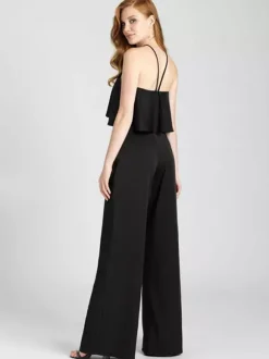 Robe de demoiselle d'honneur combinaison en tissu satiné longueur au sol robes formelles