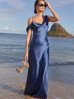 Robe de demoiselle d'honneur dos ouvert asymétrique sirène robes longues de fête de mariage