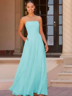 Robe de demoiselle d'honneur A-ligne longueur au sol fermeture éclair en mousseline de soie robe de bal personnalisation gratuite