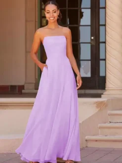 Robe de demoiselle d'honneur A-ligne longueur au sol fermeture éclair en mousseline de soie robe de bal personnalisation gratuite
